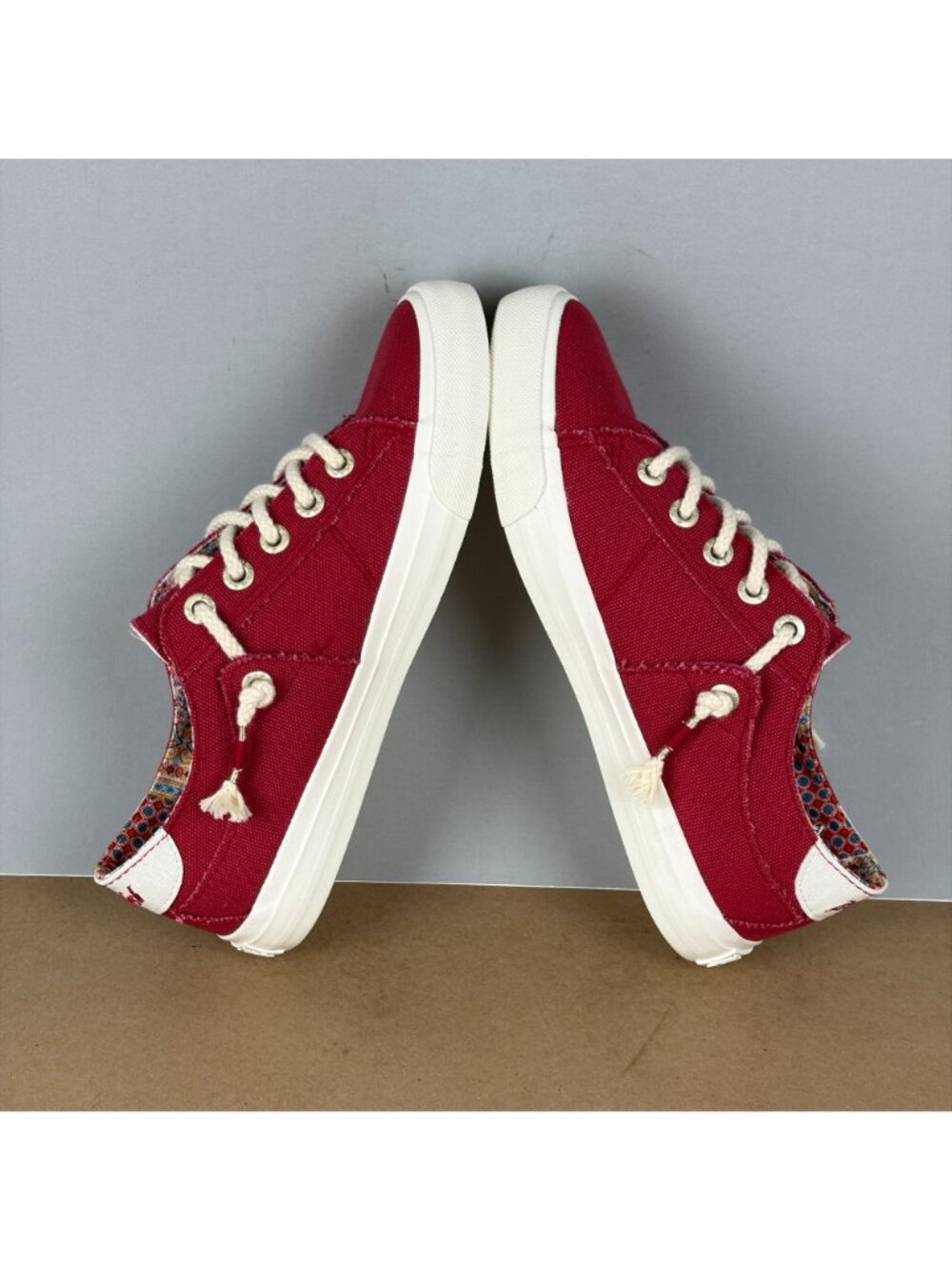 Blowfish Malibu Martina Canvas Sneakers Womens 8.5 Red White Lace Up Casual - Picture 5 of 10